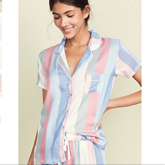 Splendid Other - Splendid Pajama Stripe Short Sleeve Top Button Up